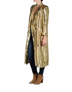 1980S Gold Lamé Long Trench Coat