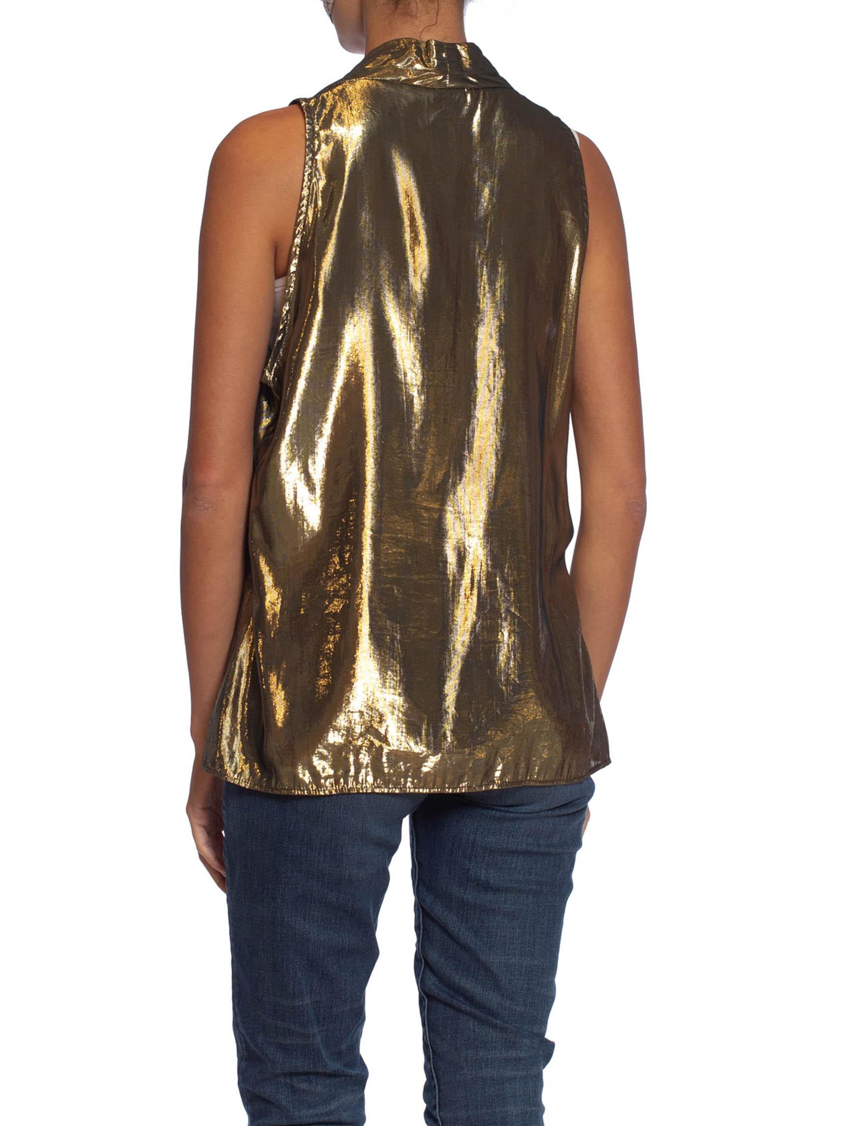 1980S Gold Lamé Low Cut Disco Halter Top In Excellent Condition In New York, NY