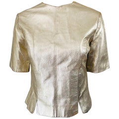 1980s Gold Leather Distressed Fabulous Vintage 80s Shirt / Top / Blouse
