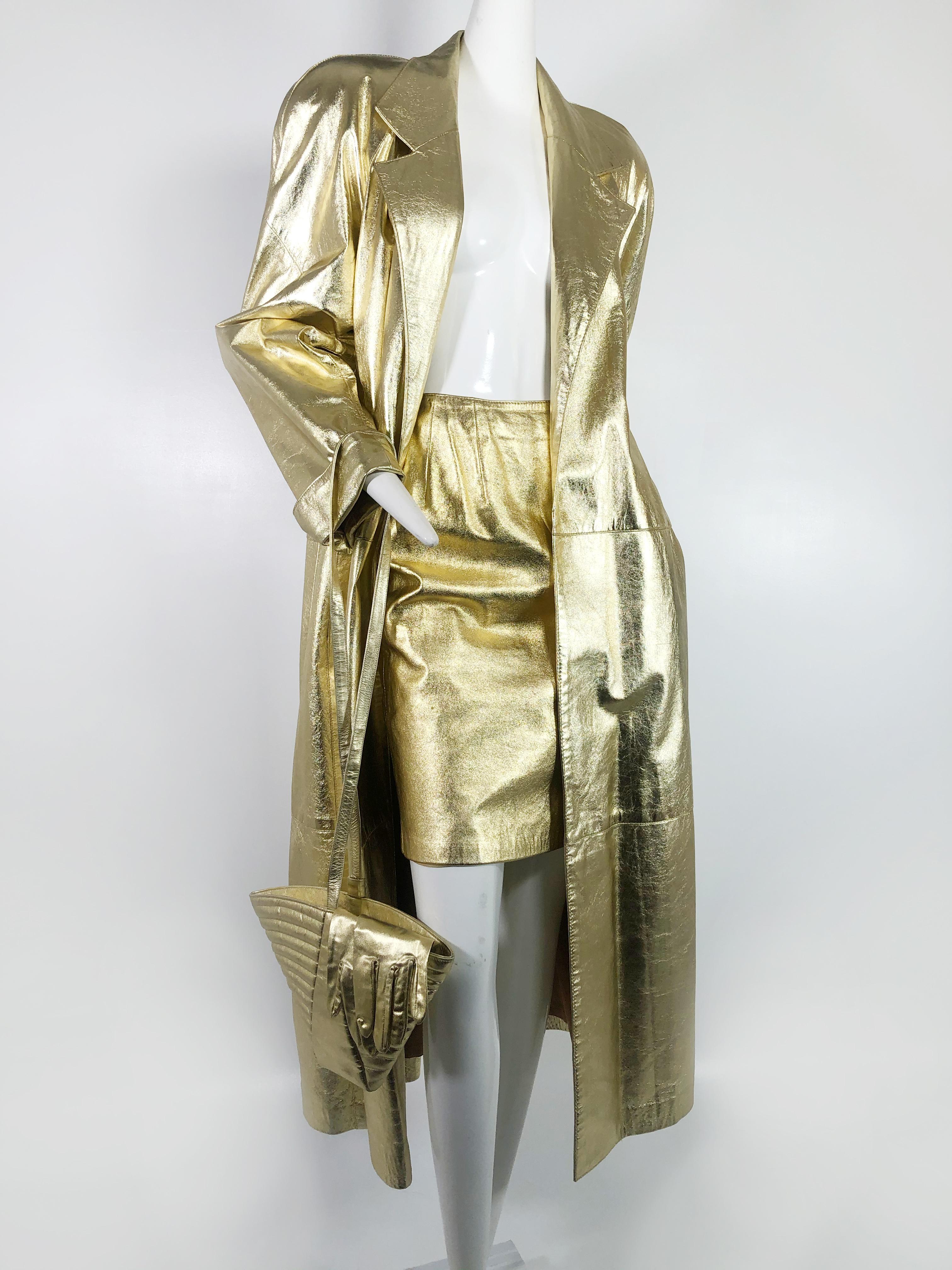 gold trench coat metallic