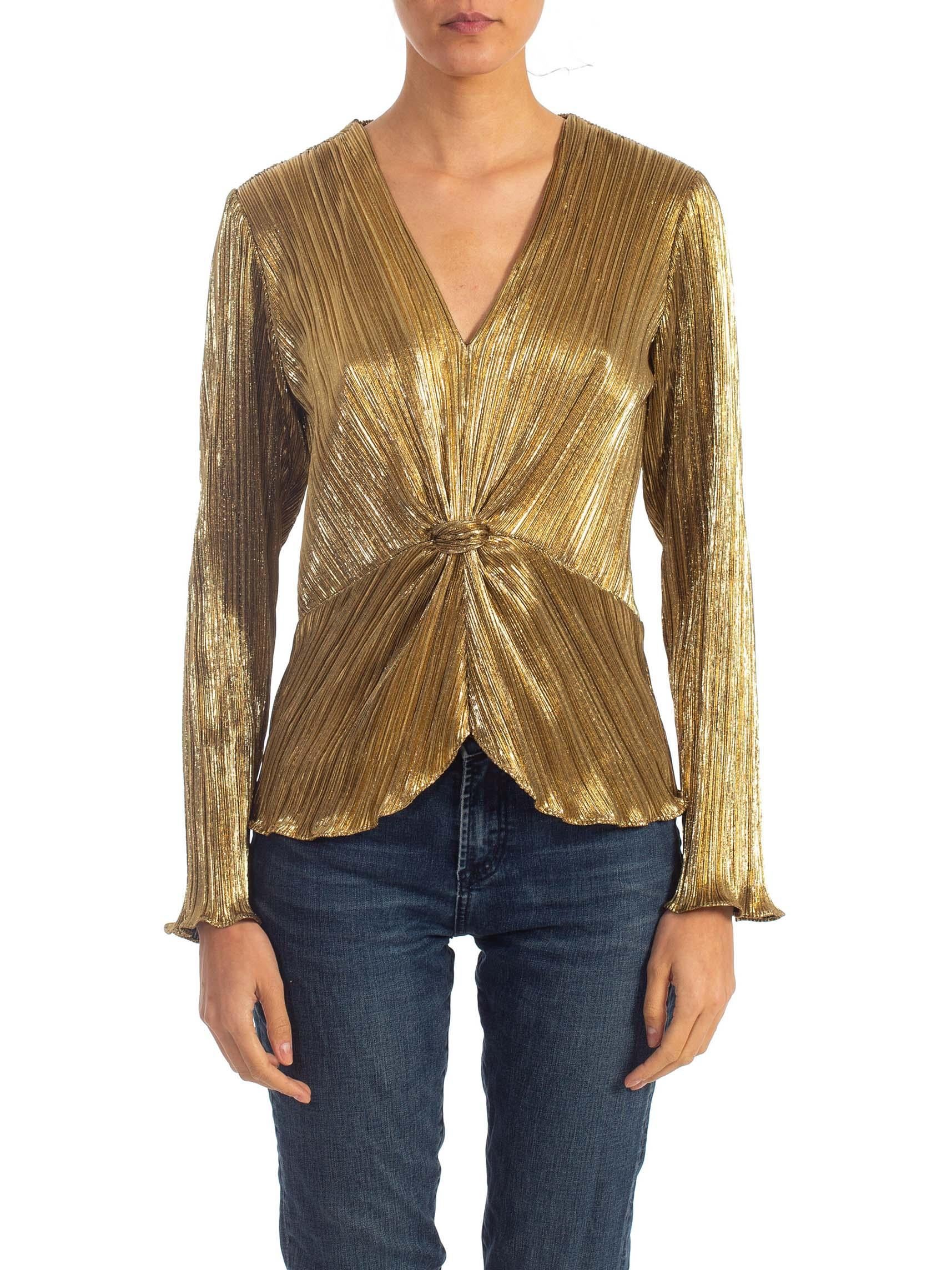 metallic blouse gold