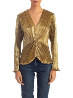 1980S Gold Metallic Poly Bluse