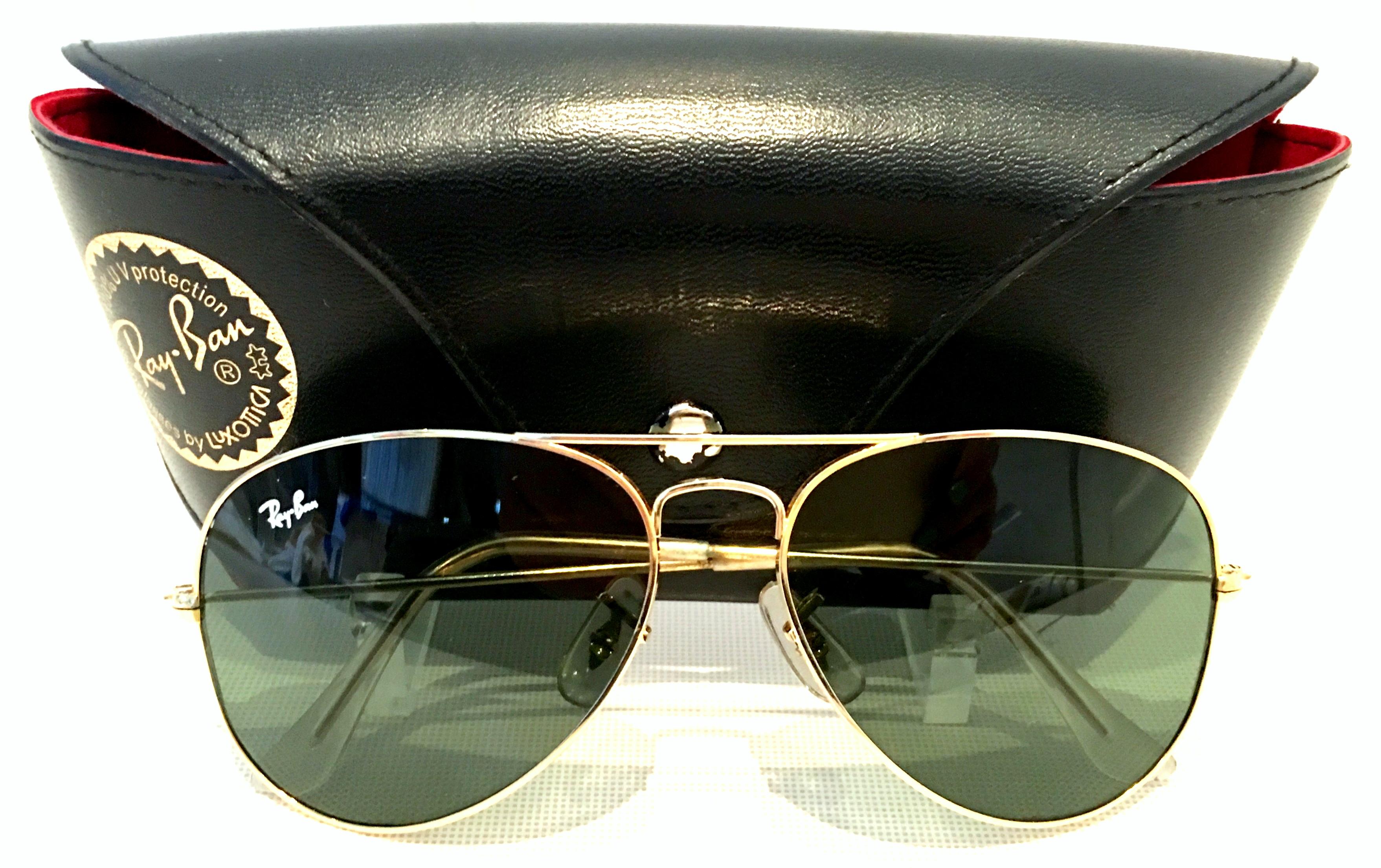 Vergoldete „Tear Drop“ Aviator-Sonnenbrille von B&L Ray Ban USA, 1980er Jahre im Zustand „Gut“ in West Palm Beach, FL