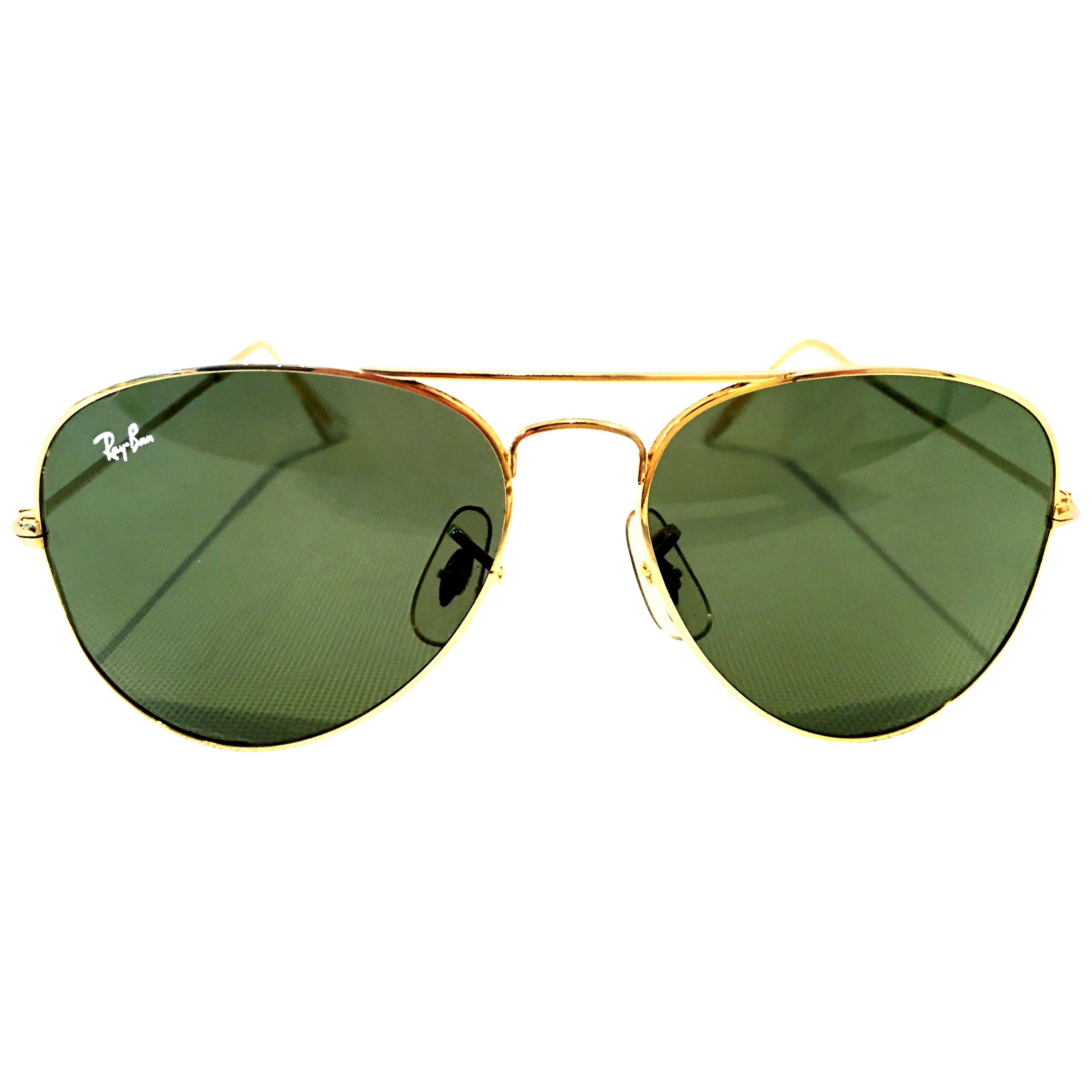 1980'S Gold Plate "Tear Drop" Aviator Sunglasses By, B&L Ray Ban USA