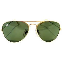 Vintage 1980'S Gold Plate "Tear Drop" Aviator Sunglasses By, B&L Ray Ban USA