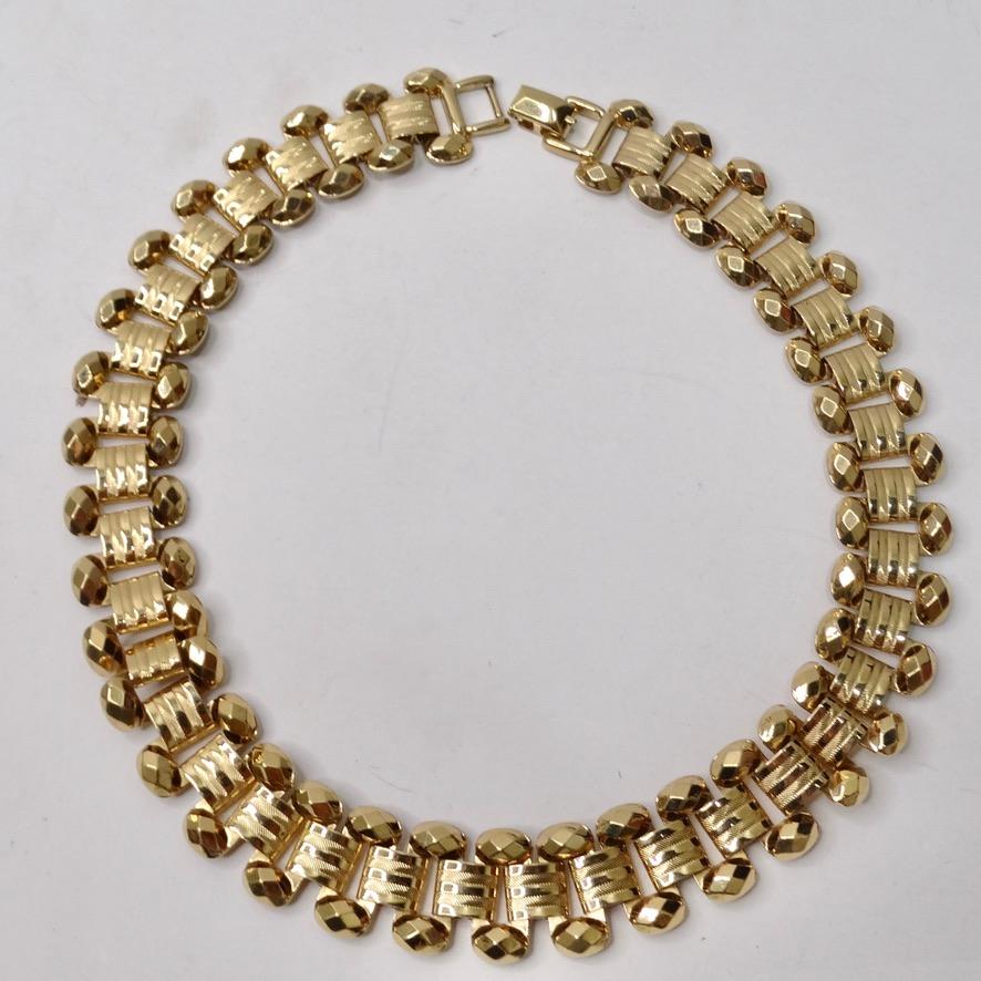 1980s Gold Plated Choker Necklace In Excellent Condition For Sale In Scottsdale, AZ