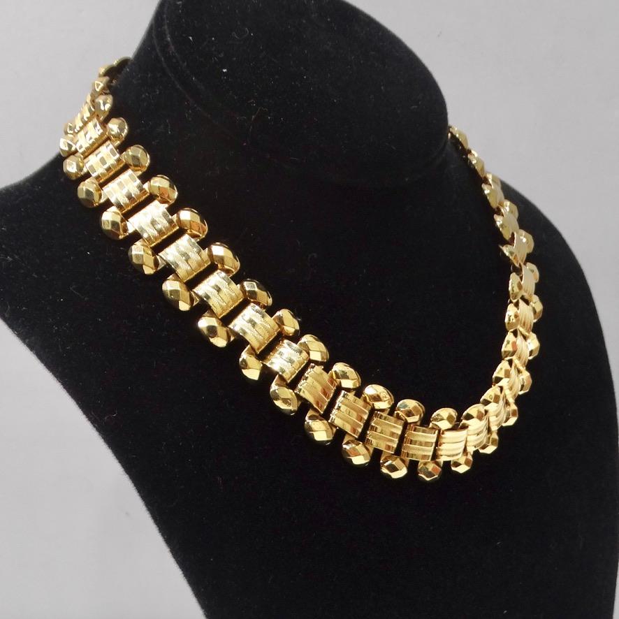Women's or Men's 1980s Gold Plated Choker Necklace For Sale