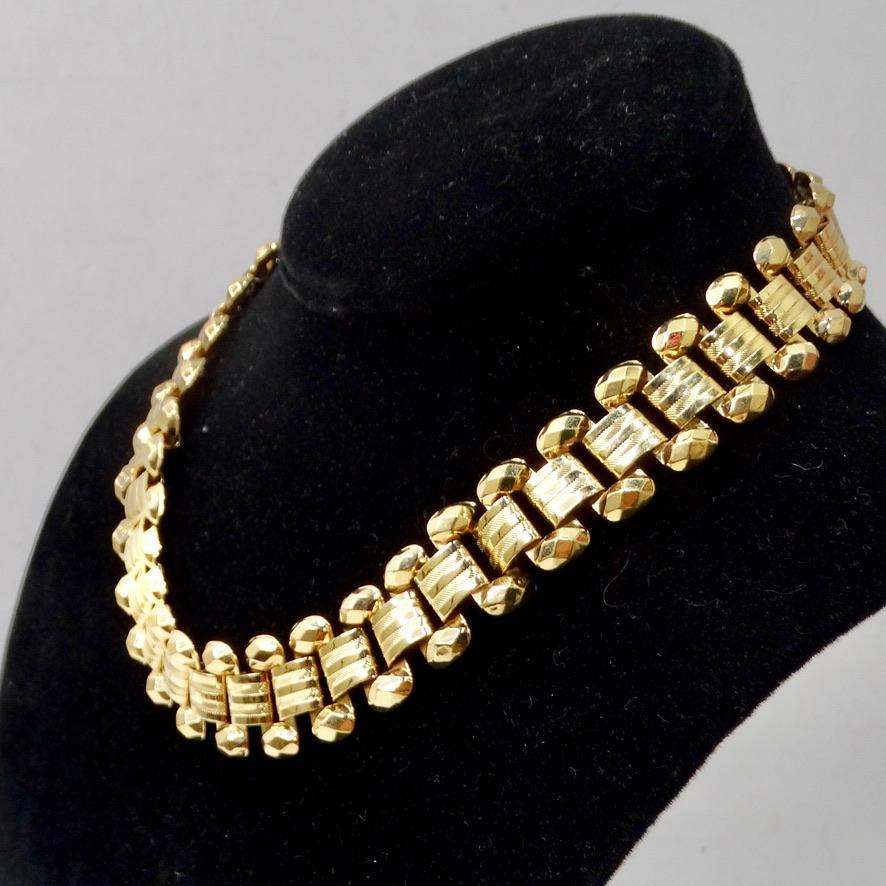 1980s Gold Plated Choker Necklace For Sale 4