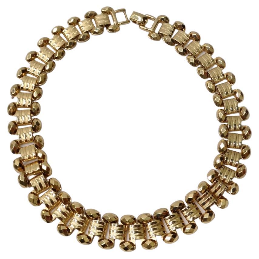 1980s Gold Plated Choker Necklace For Sale