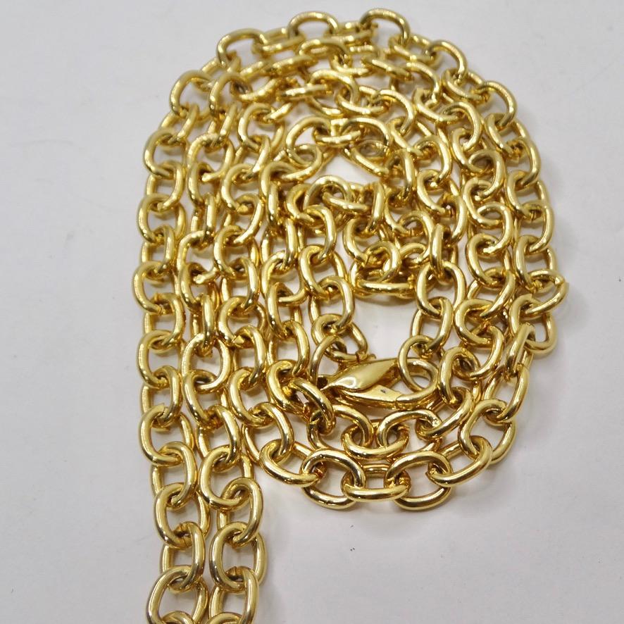 Women's or Men's 1980s Gold Plated Faux Pearl Cage Pendent Necklace For Sale
