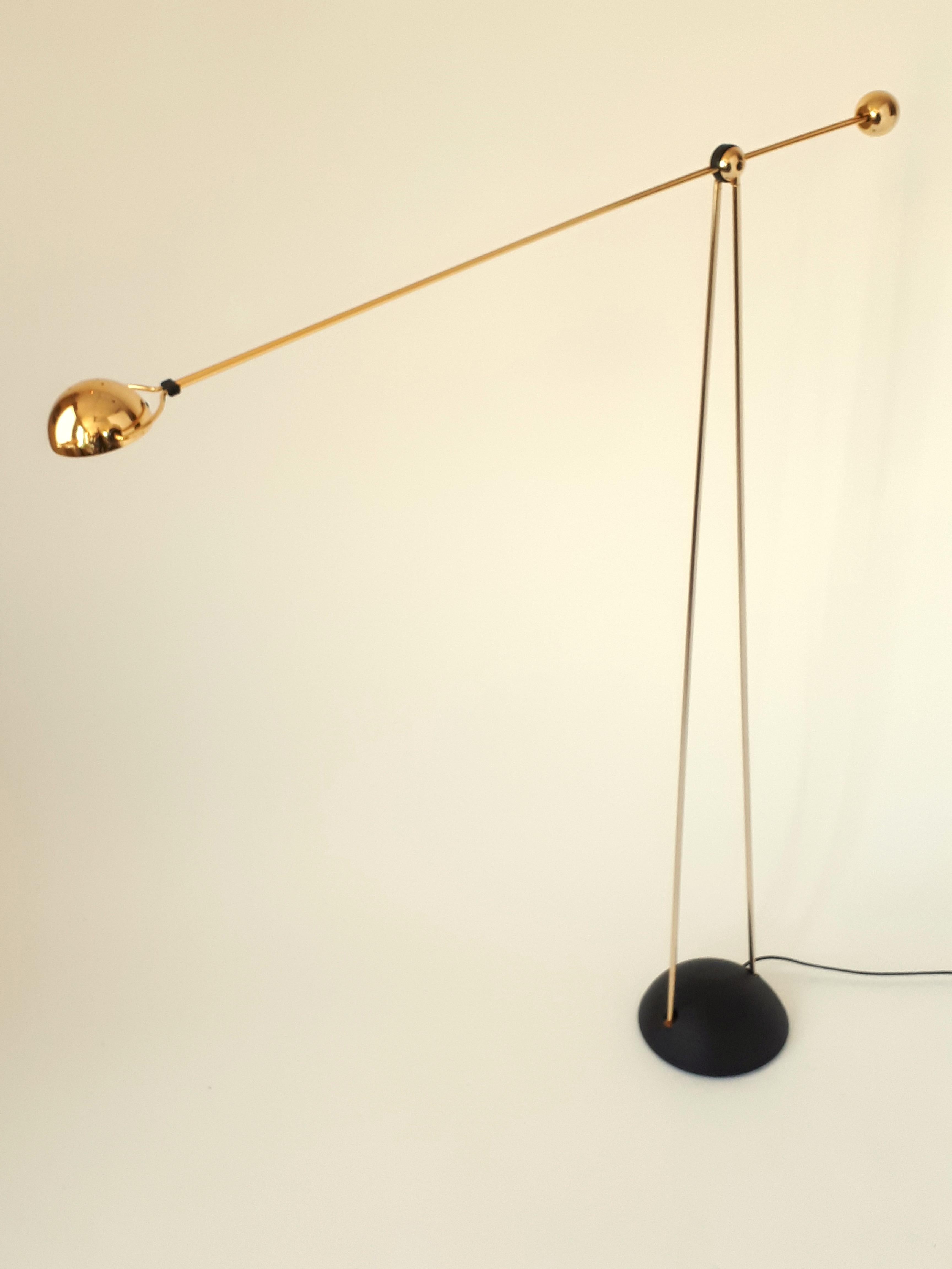 1980s Gold-Plated Halogen Floor Lamp ' Yuki ' from Stephano Cevoli , Italia 11