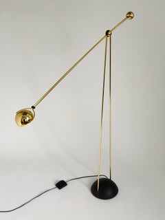 1980s Gold-Plated Halogen Floor Lamp ' Yuki ' from Stephano Cevoli , Italia