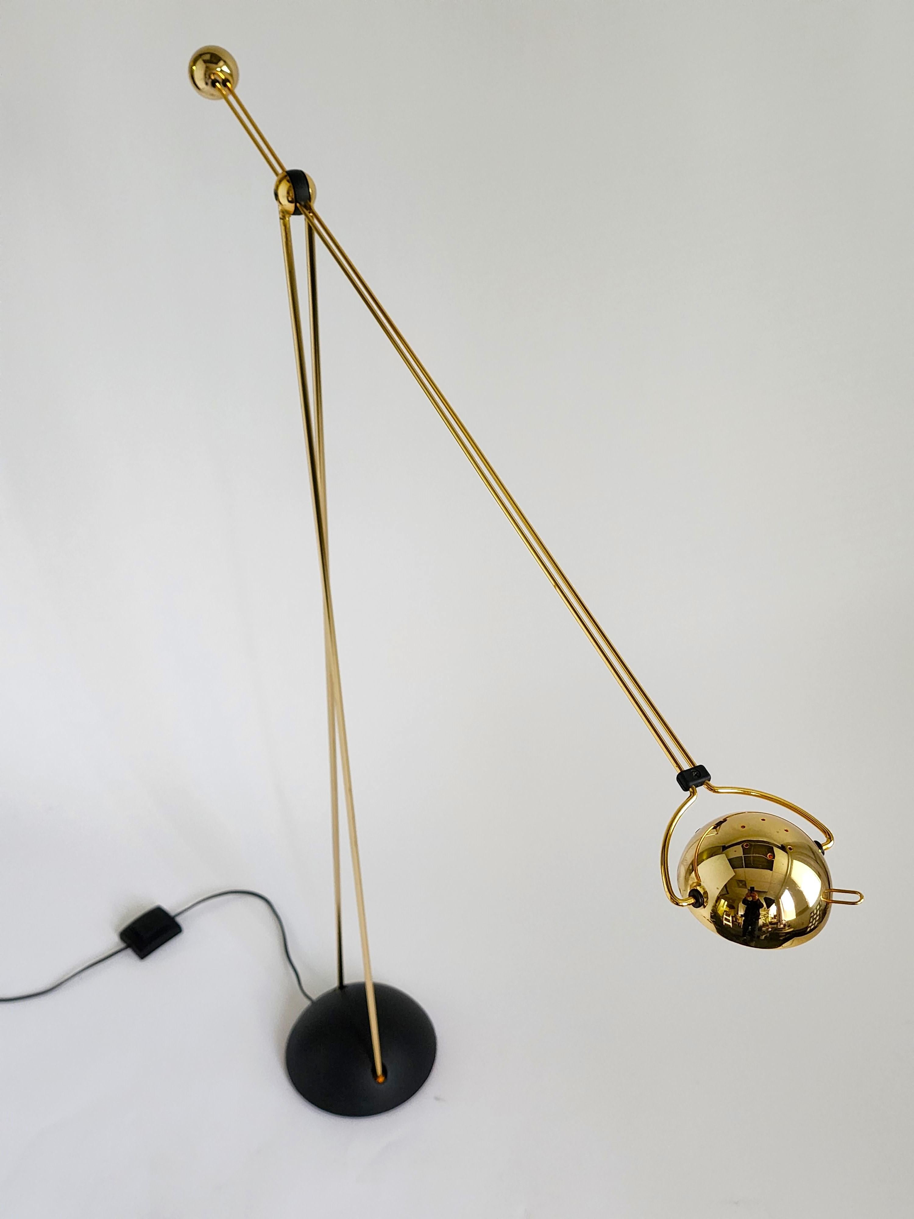 Modern 1980s Gold-Plated Halogen Floor Lamp ' Yuki ' from Stephano Cevoli , Italia