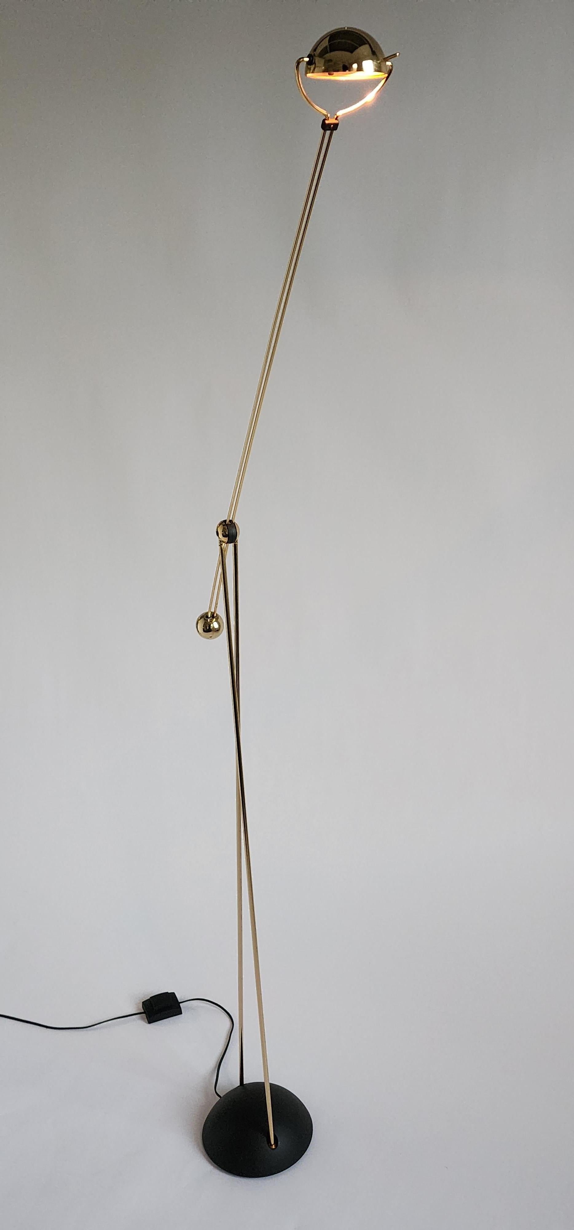 1980s Gold-Plated Halogen Floor Lamp ' Yuki ' from Stephano Cevoli , Italia 1