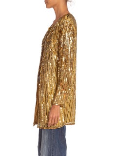 1980S Gold Silk Sequin Party Disco Jacket