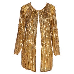 Vintage 1980S Gold Silk Sequin Party Disco Jacket