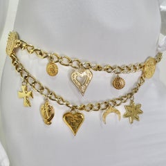 1980s Gold Tone Chain Charm Belt