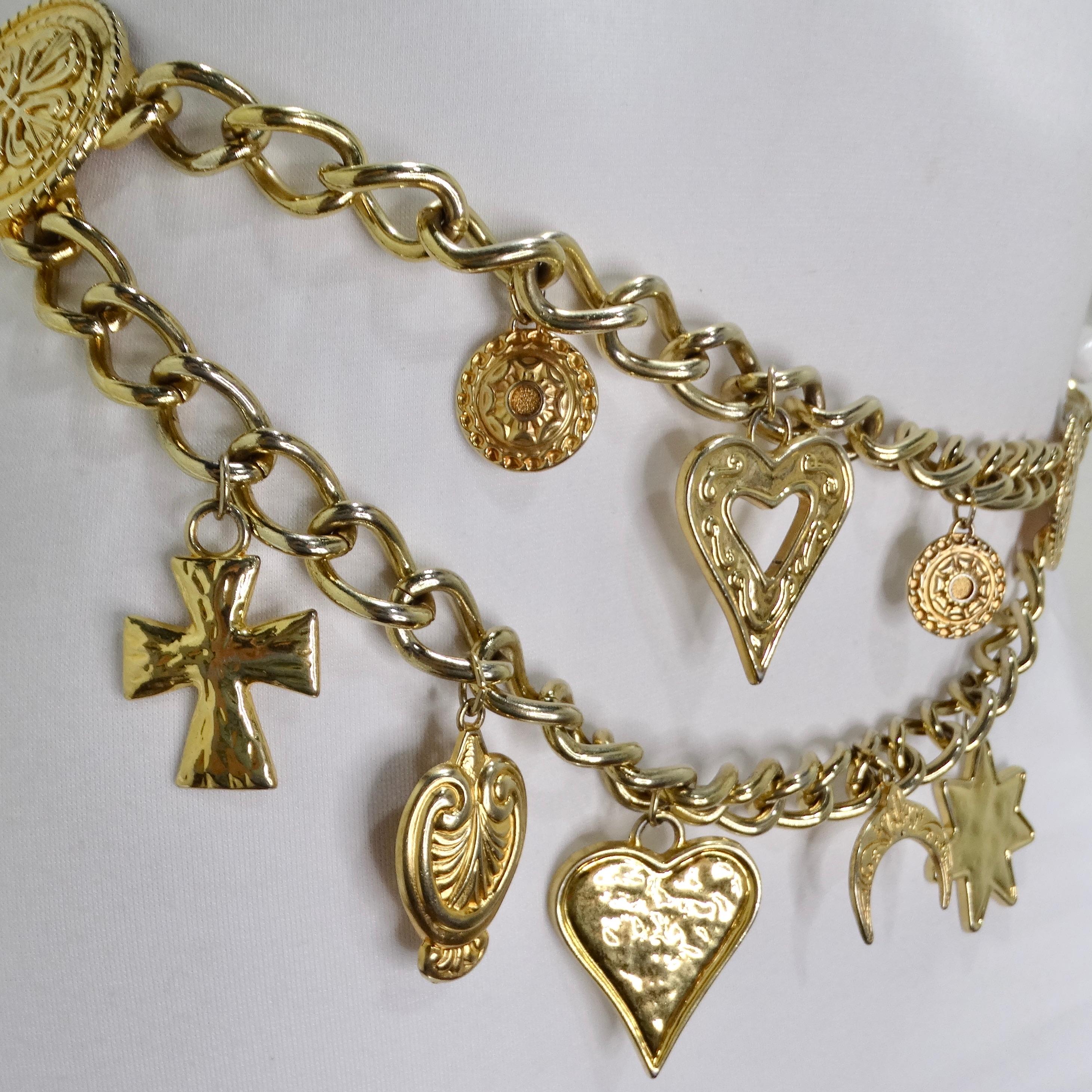 1980s Gold Tone Chain Charm Belt In Good Condition In Scottsdale, AZ
