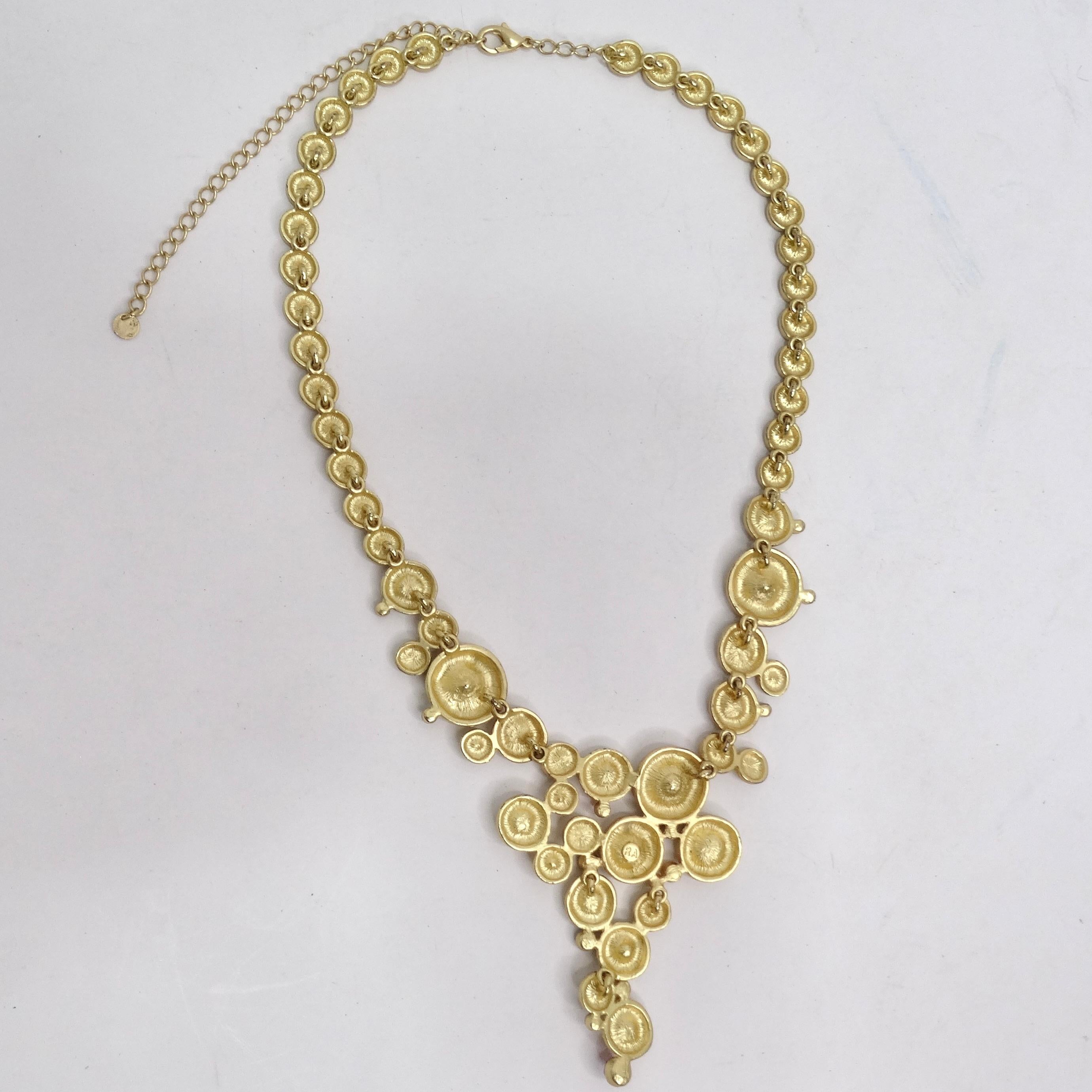 1980s Gold Tone Multicolor Rhinestone Necklace For Sale 3