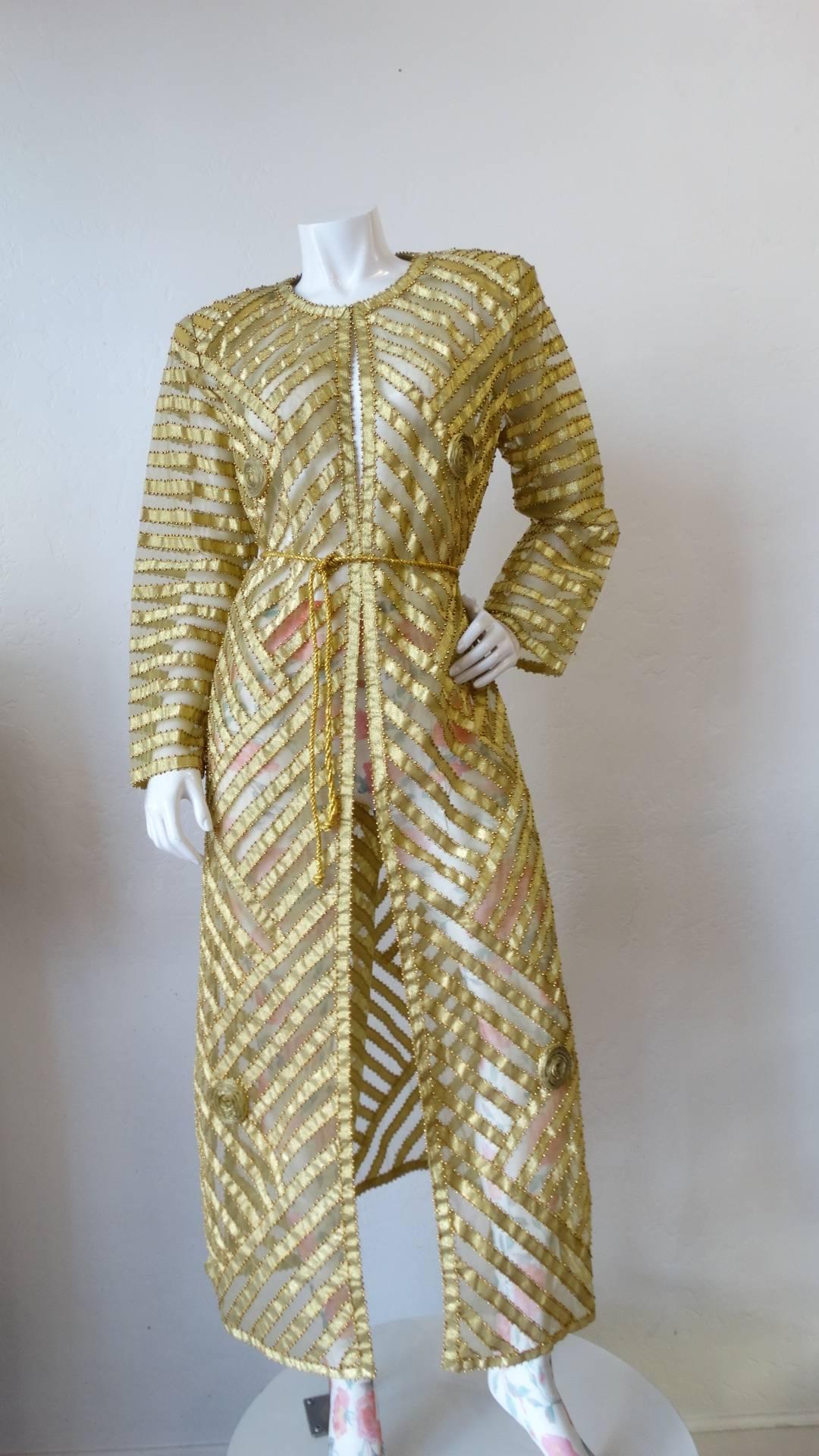 1980s Golden Beaded Dress Coat  6