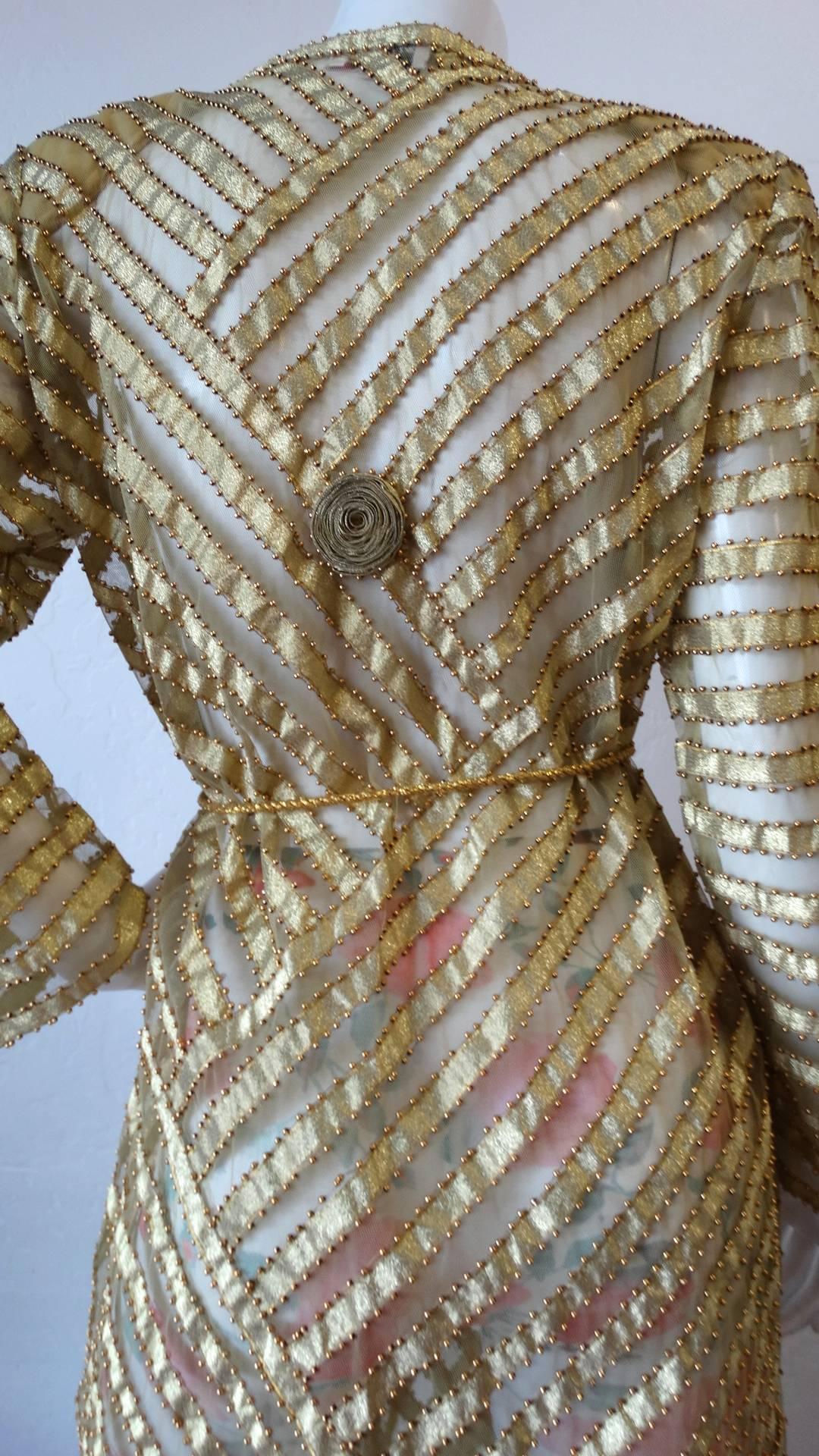 1980s Golden Beaded Dress Coat  8