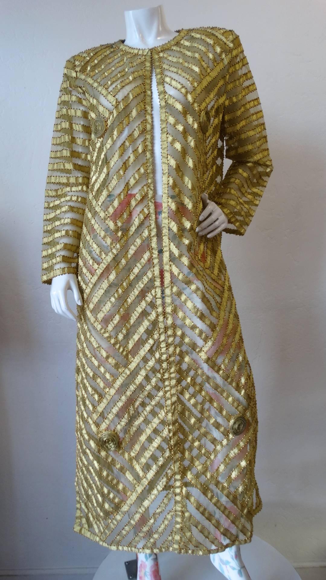 1980s Golden Beaded Dress Coat  9