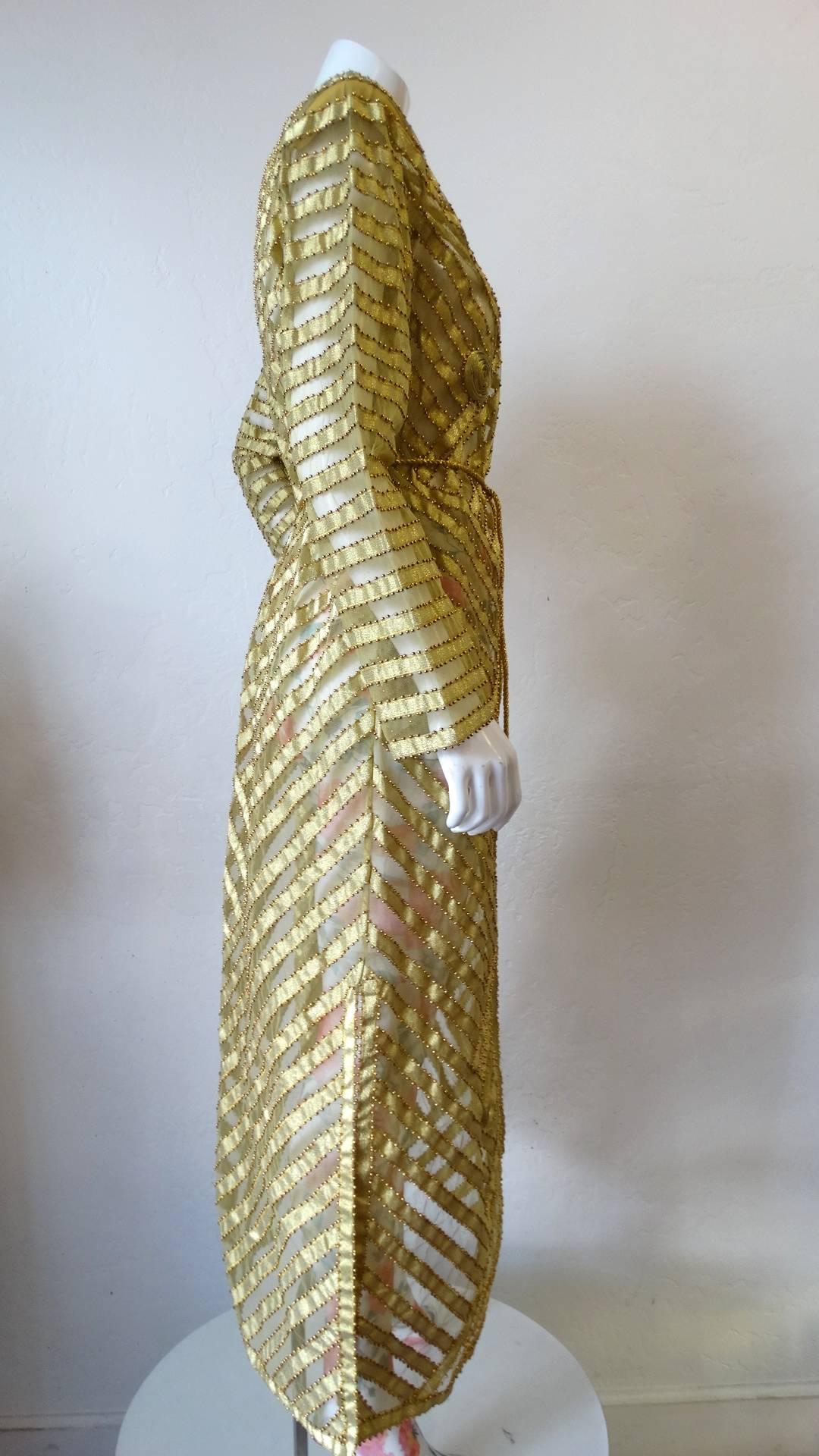 Brown 1980s Golden Beaded Dress Coat 