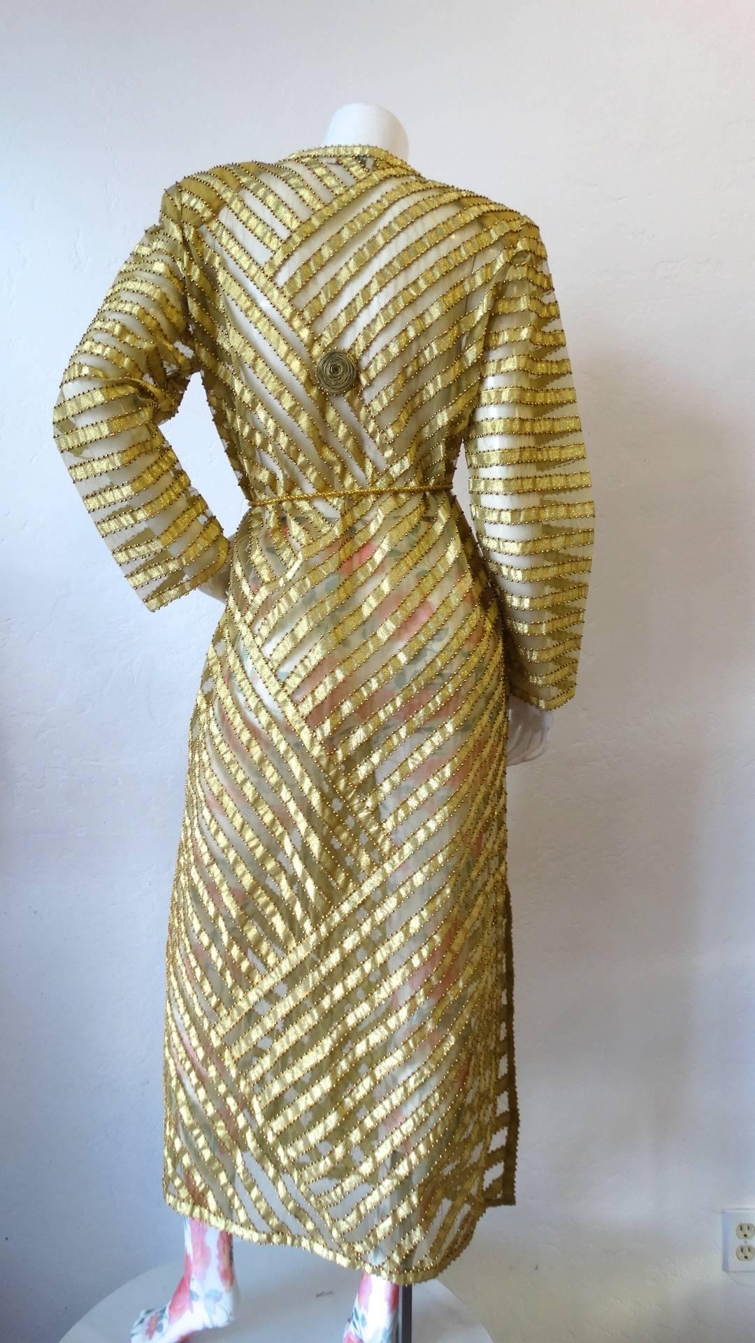1980s Golden Beaded Dress Coat  3