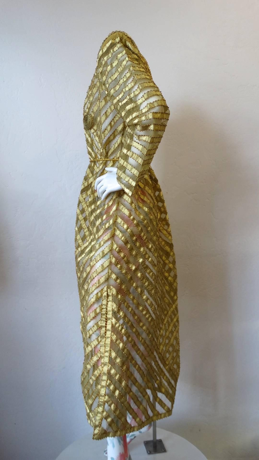 1980s Golden Beaded Dress Coat  4