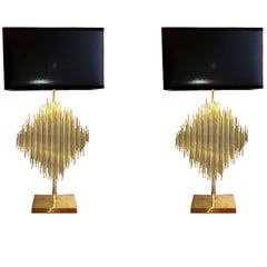 1980s Golden Brass Table Lamps