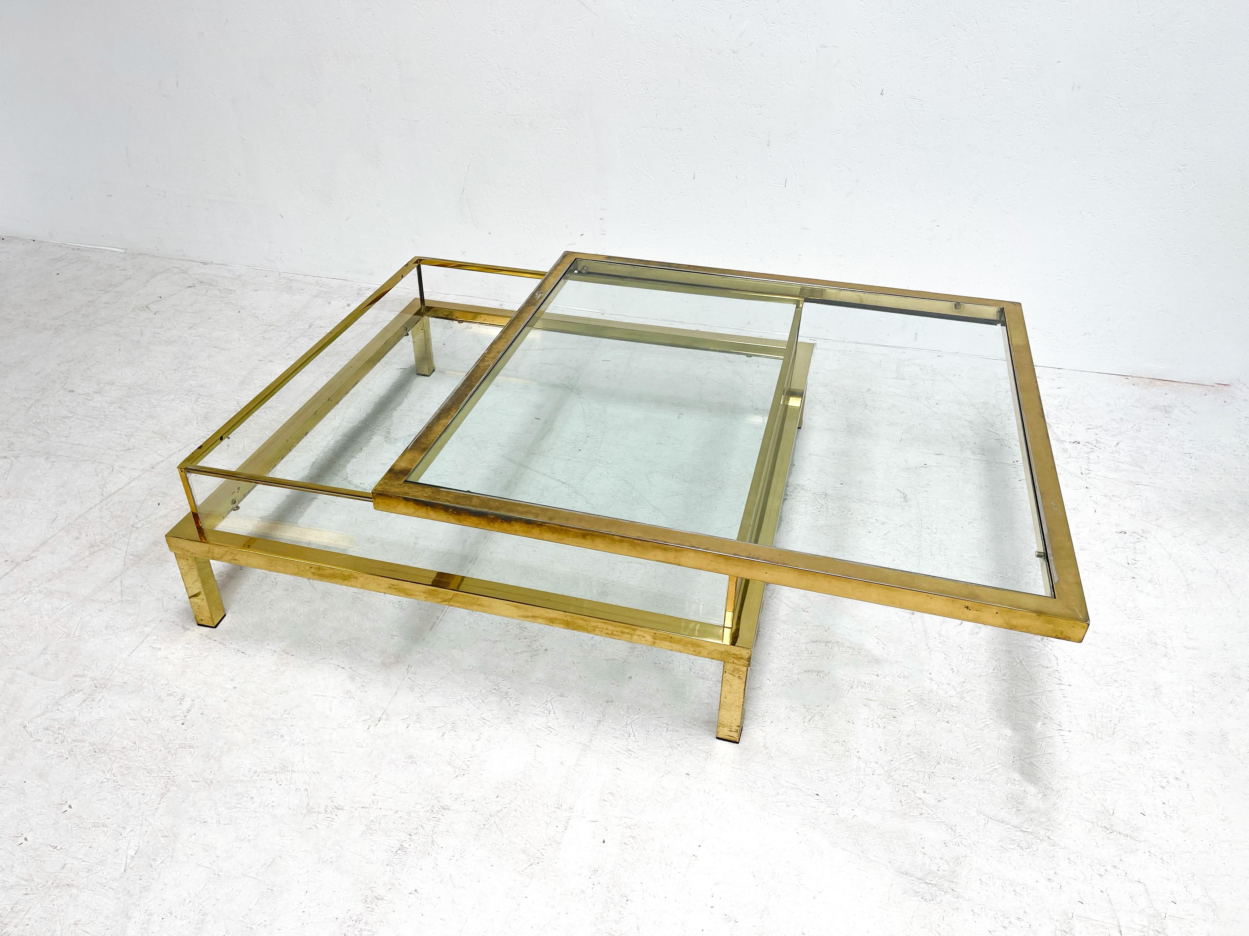 French 1980's Goldplated Sliding Table Attributed to Maison Jansen