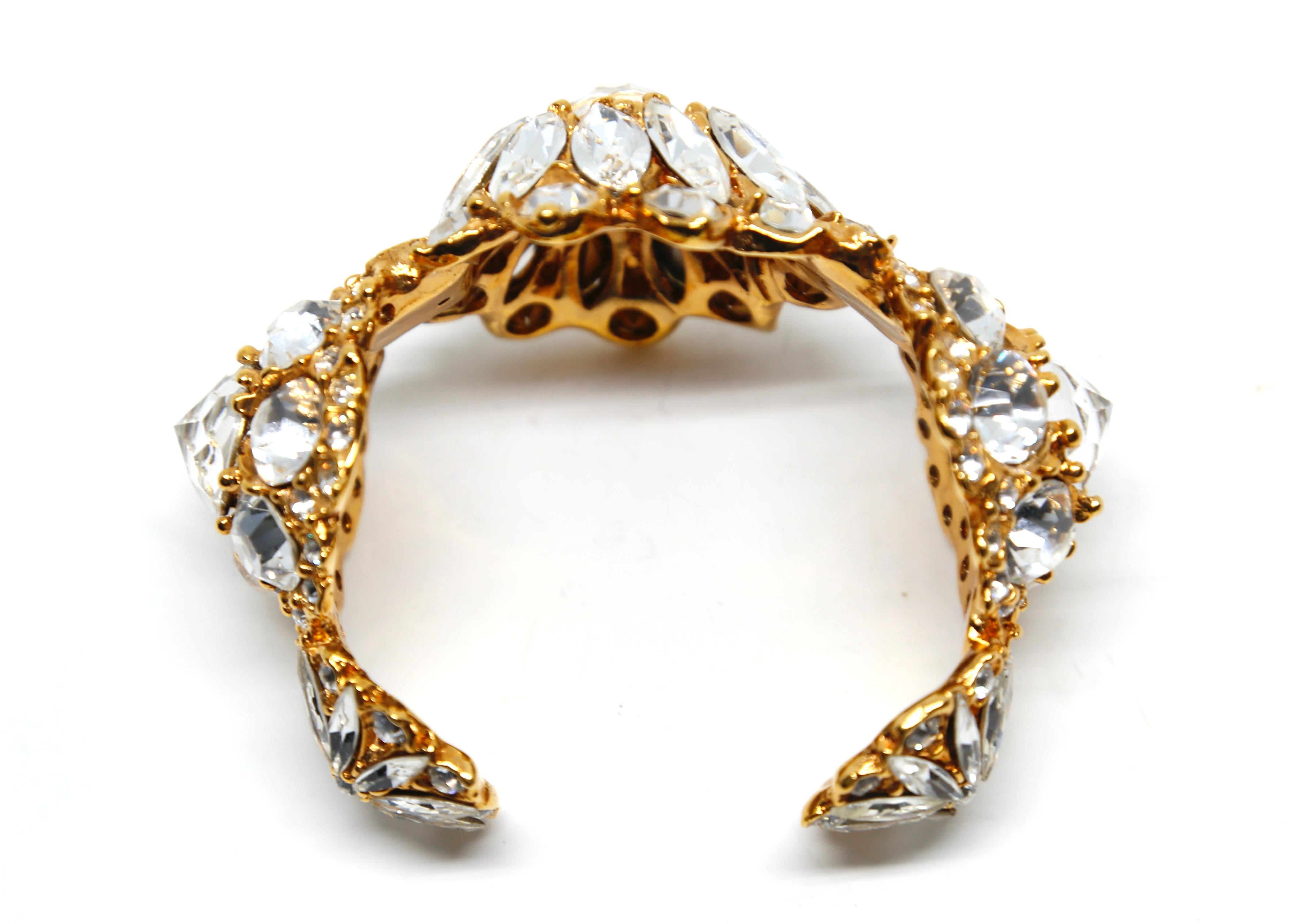 1980's GOOSSENS for YVES SAINT LAURENT oversized crystal cuff bracelet For Sale 1
