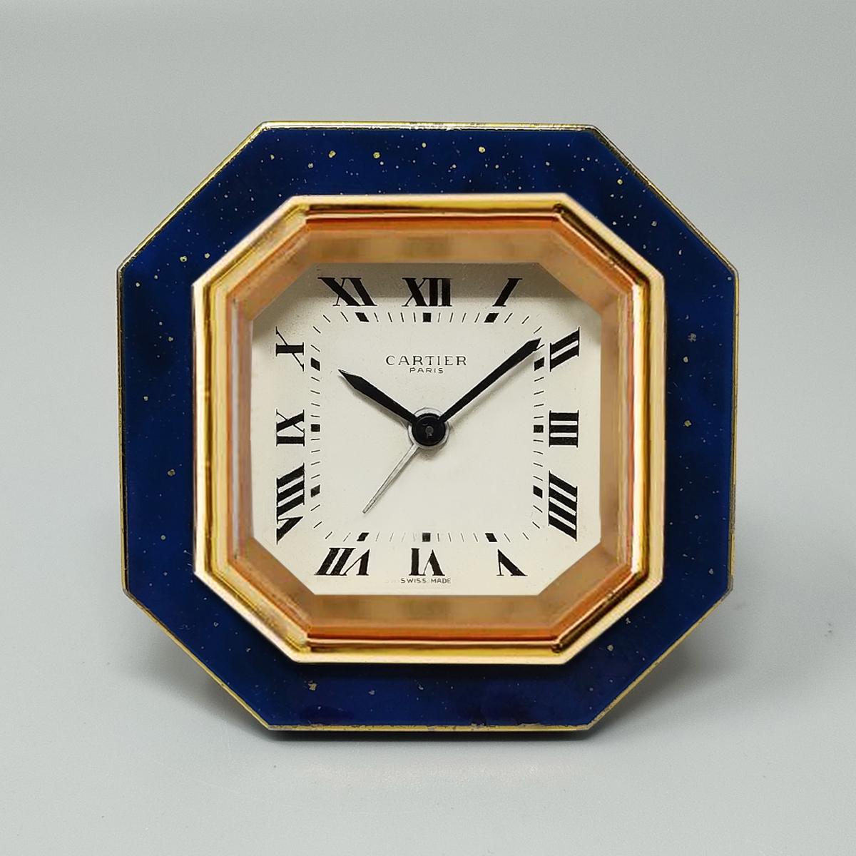 Mid-Century Modern 1980s Gorgeous Cartier Alarm Clock. Made in Swiss For Sale