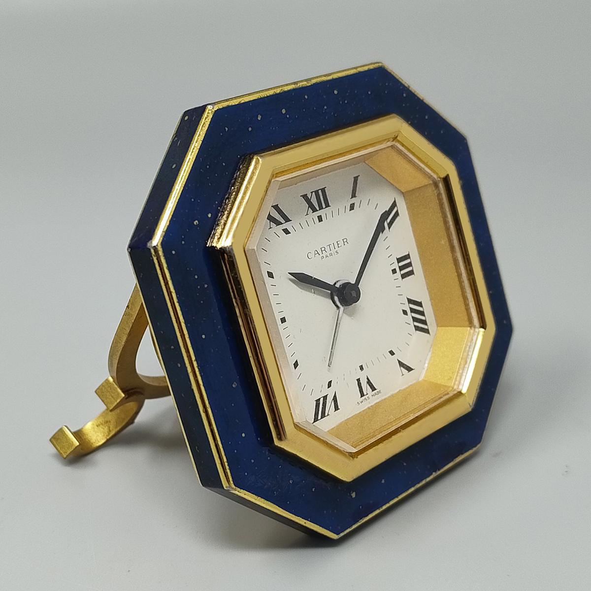 1980s Gorgeous Cartier Alarm Clock. Made in Swiss In Excellent Condition For Sale In Milano, IT
