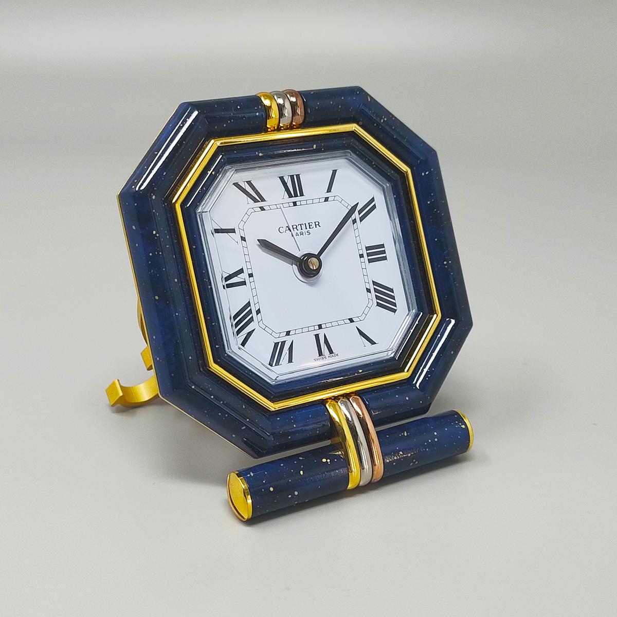 Mid-Century Modern 1980s Gorgeous Cartier Alarm Clock Pendulette. Made in Swiss