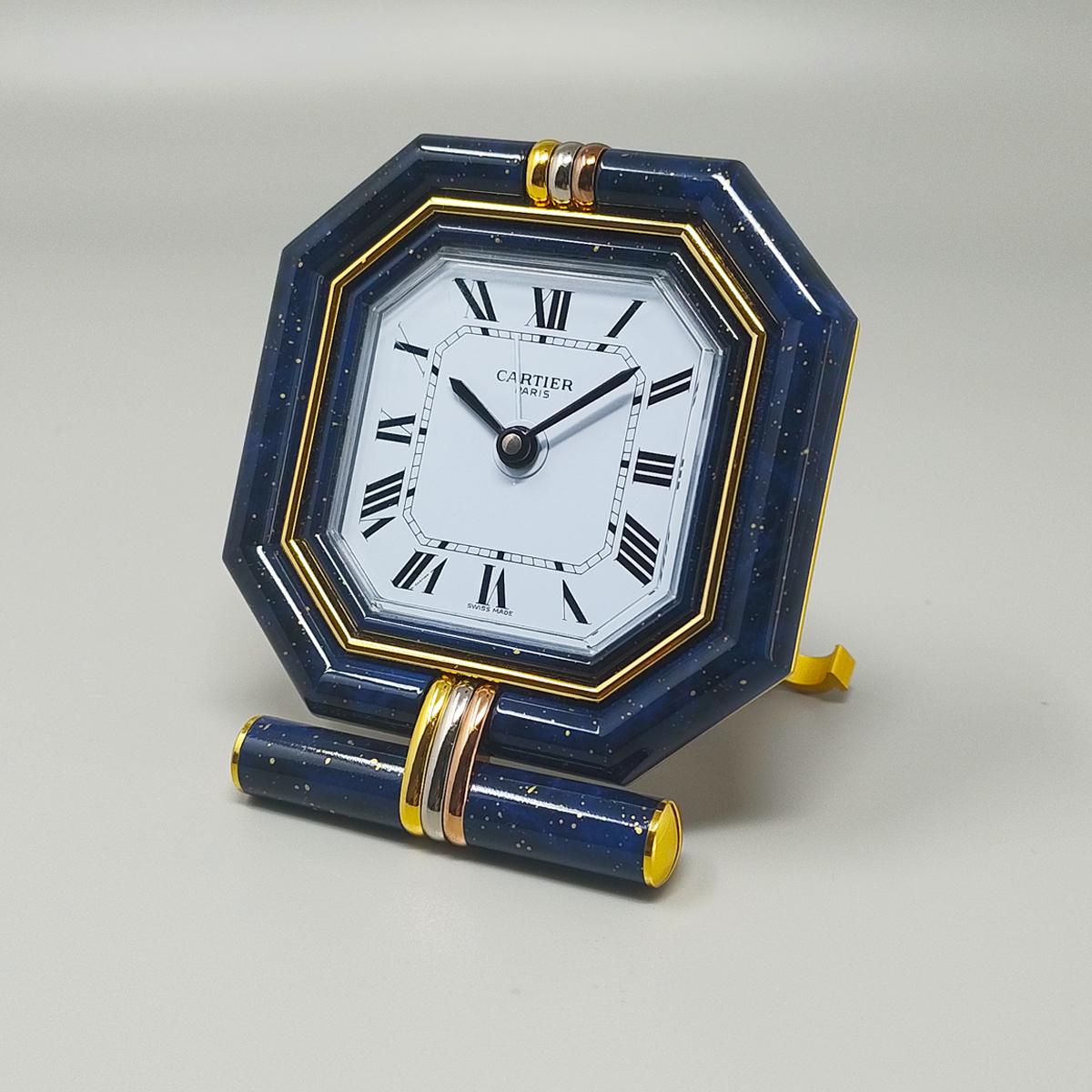 1980s Gorgeous Cartier Alarm Clock Pendulette. Made in Swiss In Excellent Condition In Milano, IT