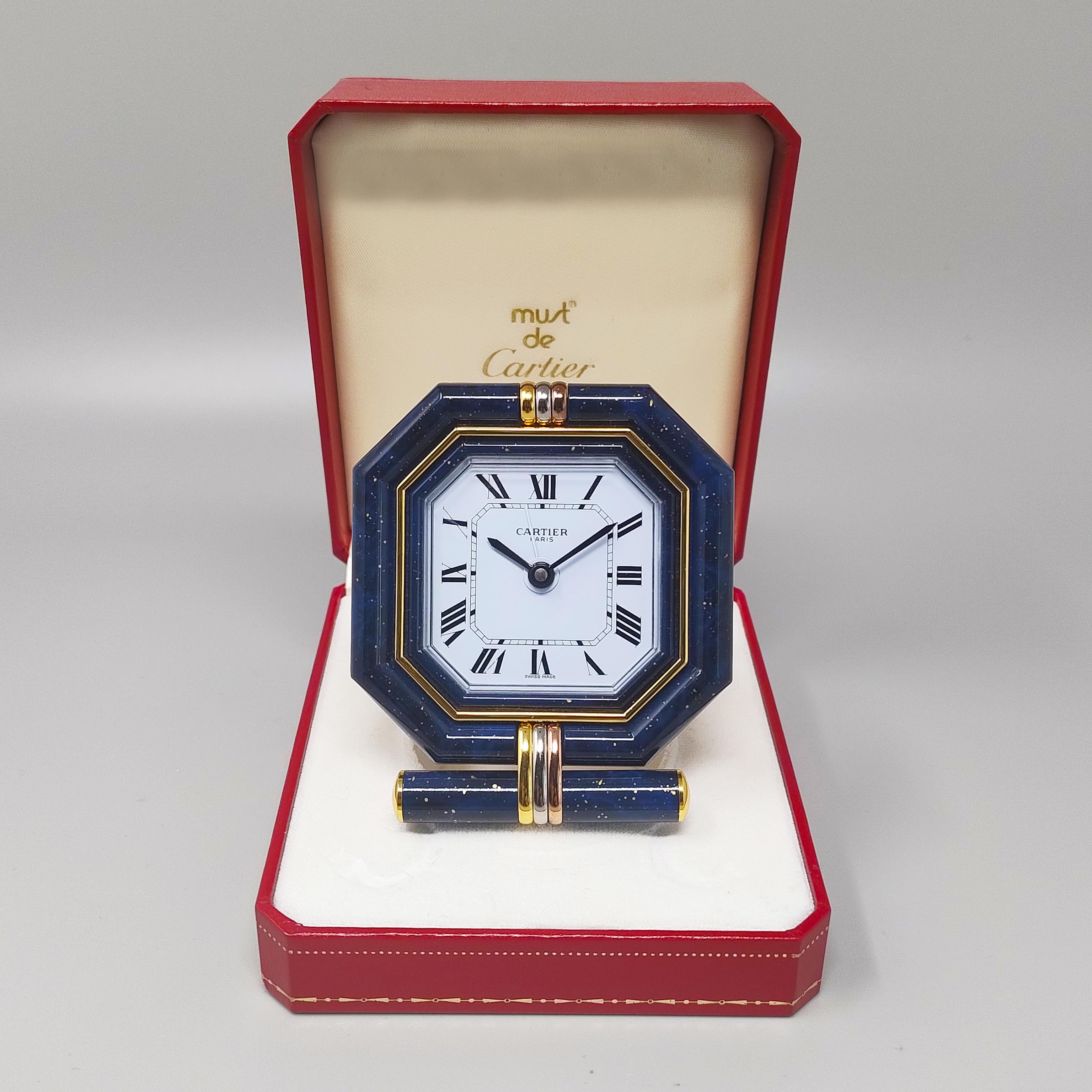 1980s Gorgeous Cartier Alarm Clock Pendulette. Made in Swiss 1