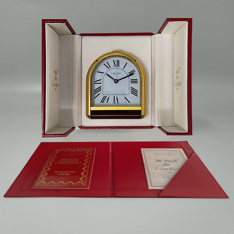 1980s Gorgeous Cartier Romane Alarm Clock Pendulette. Made in Swiss For Sale 4