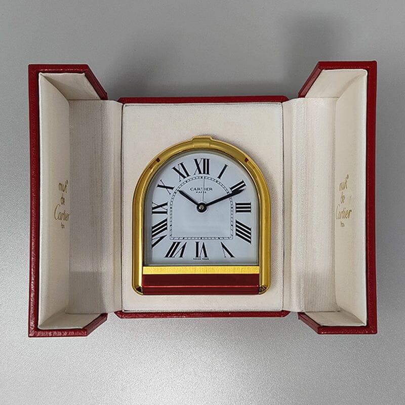 1980s Gorgeous Cartier Romane Alarm Clock Pendulette. Made in Swiss For Sale 4