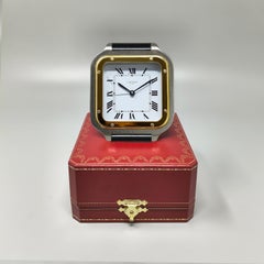 1980s Gorgeous Cartier Santos Alarm Clock Pendulette. Made in Swiss