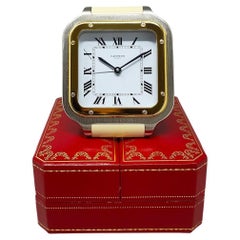 1980s Gorgeous Cartier Santos Alarm Clock Pendulette. Made in Swiss