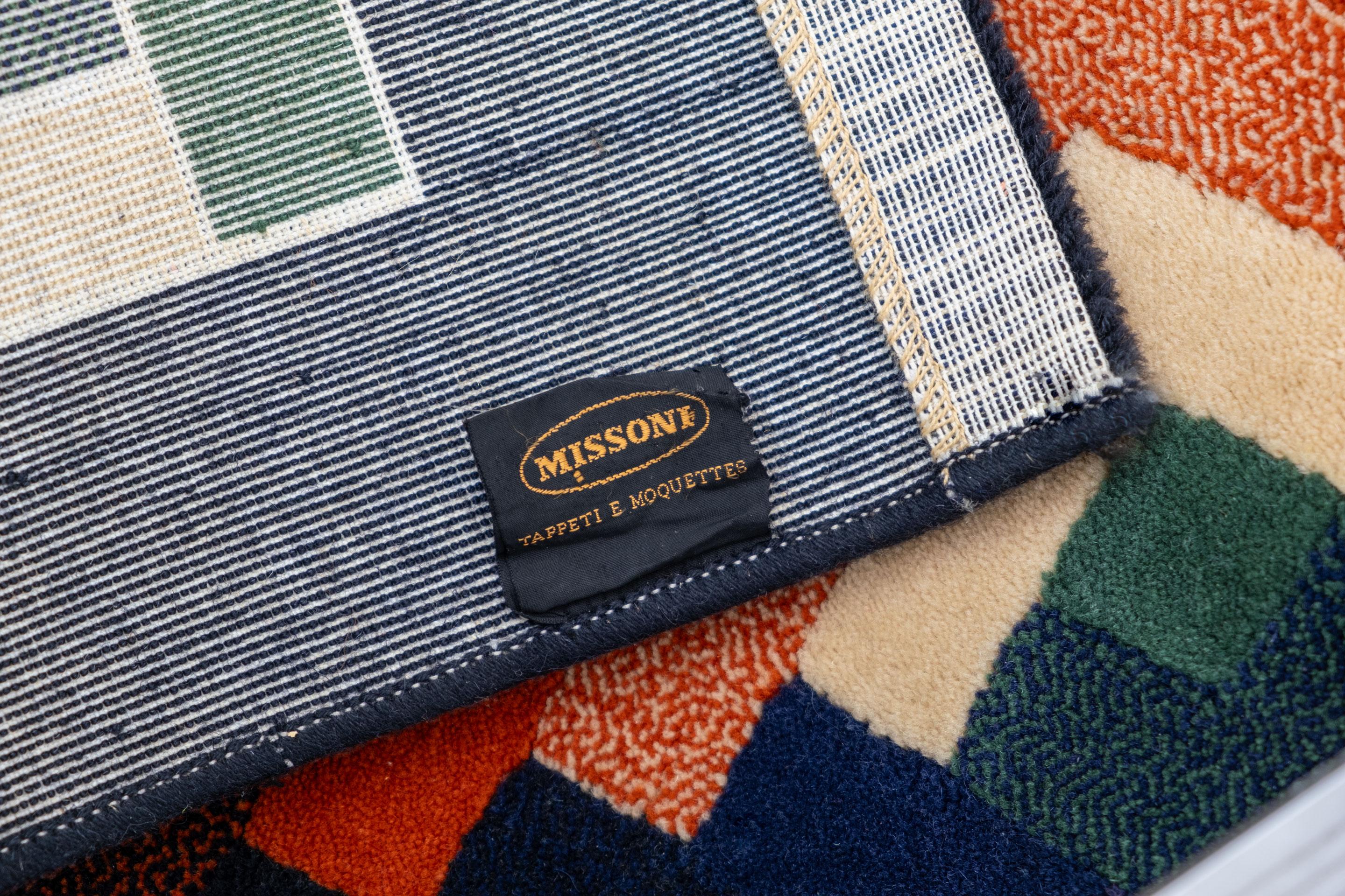 Machine-Made 1980s Gorgeous Geometric Italian Woolen Rug by Missoni for T&J Vestor