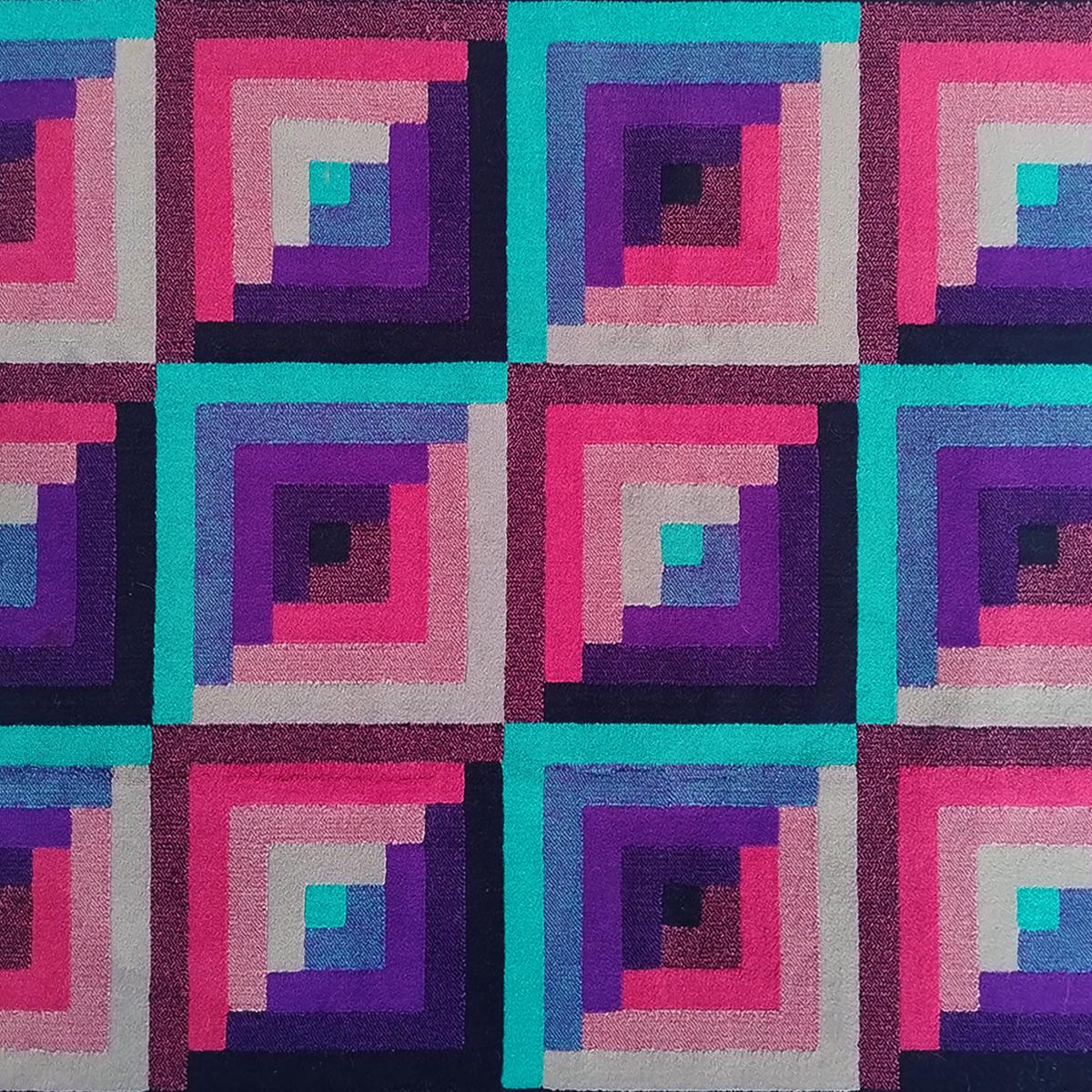 Italiano Tappeto geometrico in lana italiana degli anni '80 di Missoni per T&J Vestor in vendita