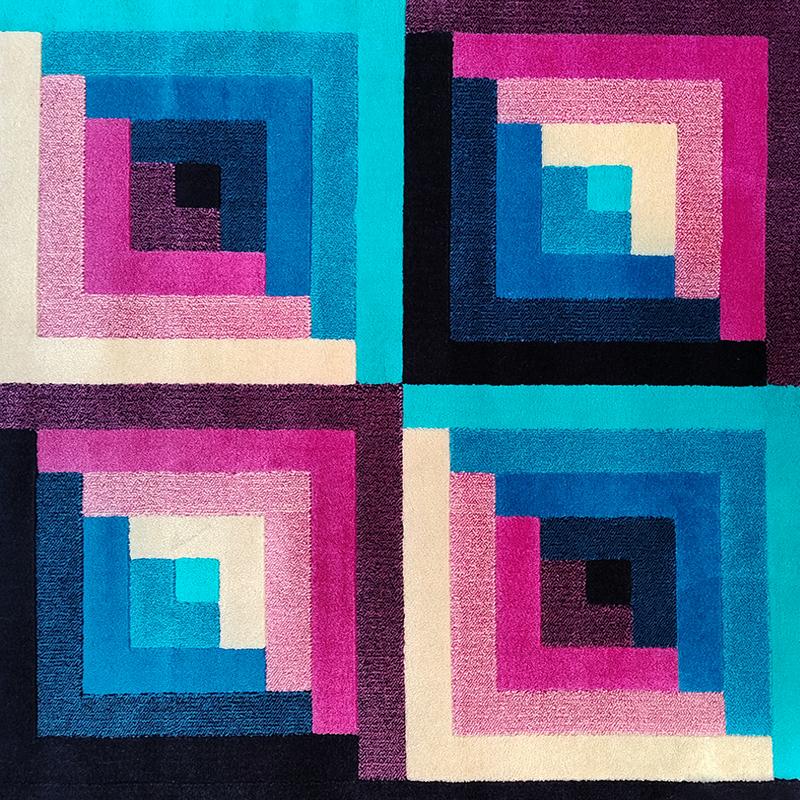 Fin du 20e siècle Magnifique tapis géométrique italien en laine Missoni pour T&J Vestor, années 1980 en vente