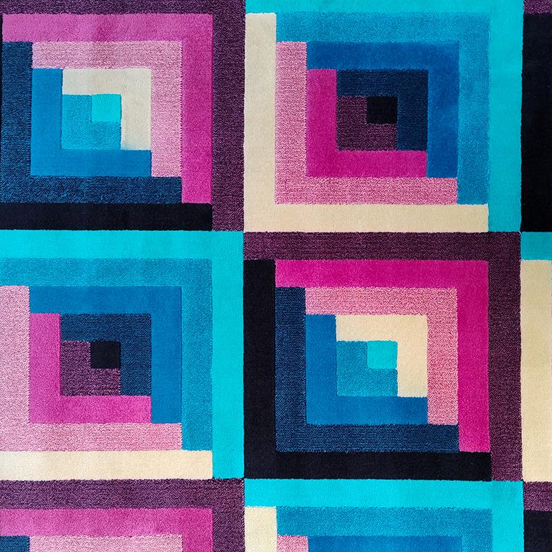 Laine Magnifique tapis géométrique italien en laine Missoni pour T&J Vestor, années 1980 en vente