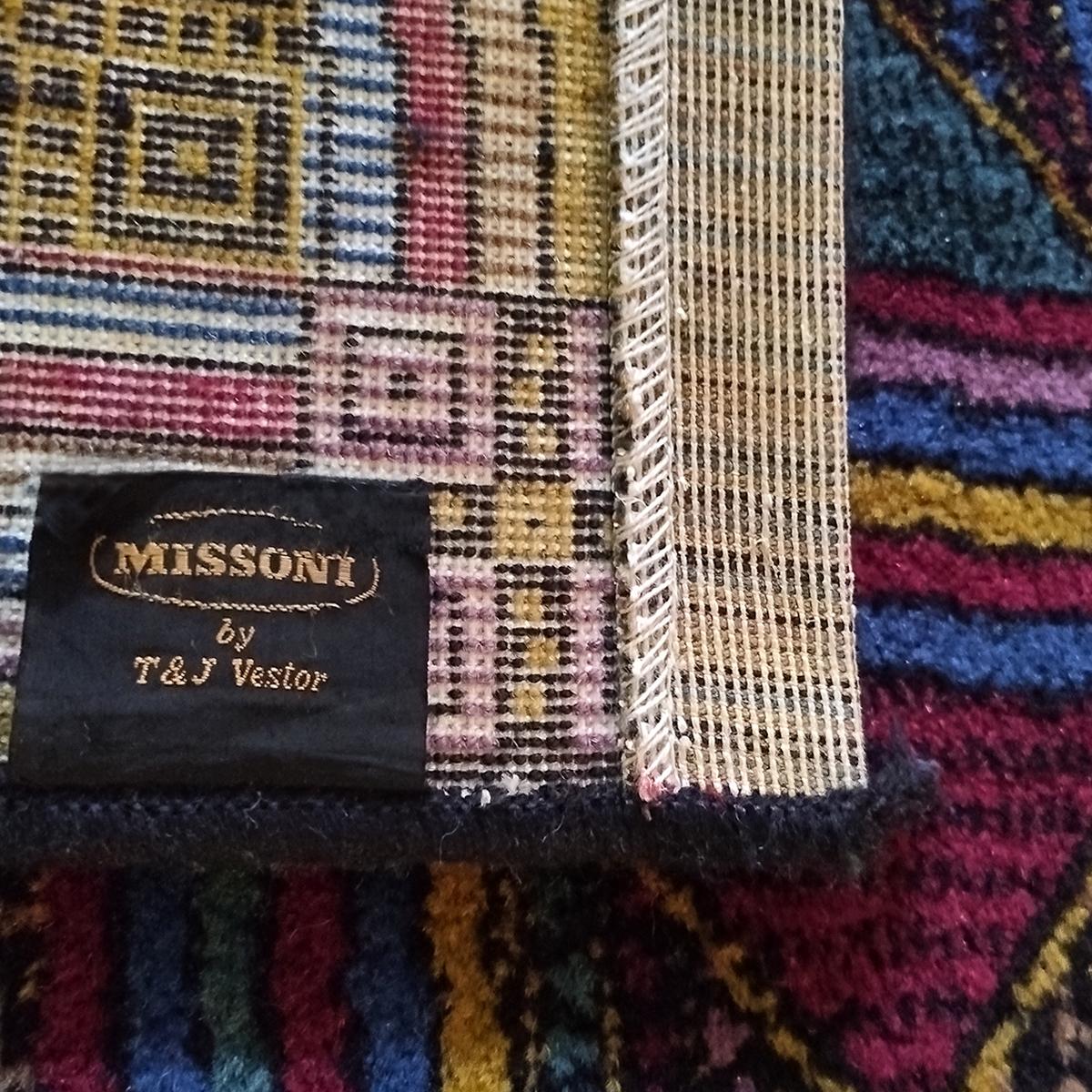 Magnifique tapis géométrique italien en laine Missoni pour T&J Vestor, années 1980 3