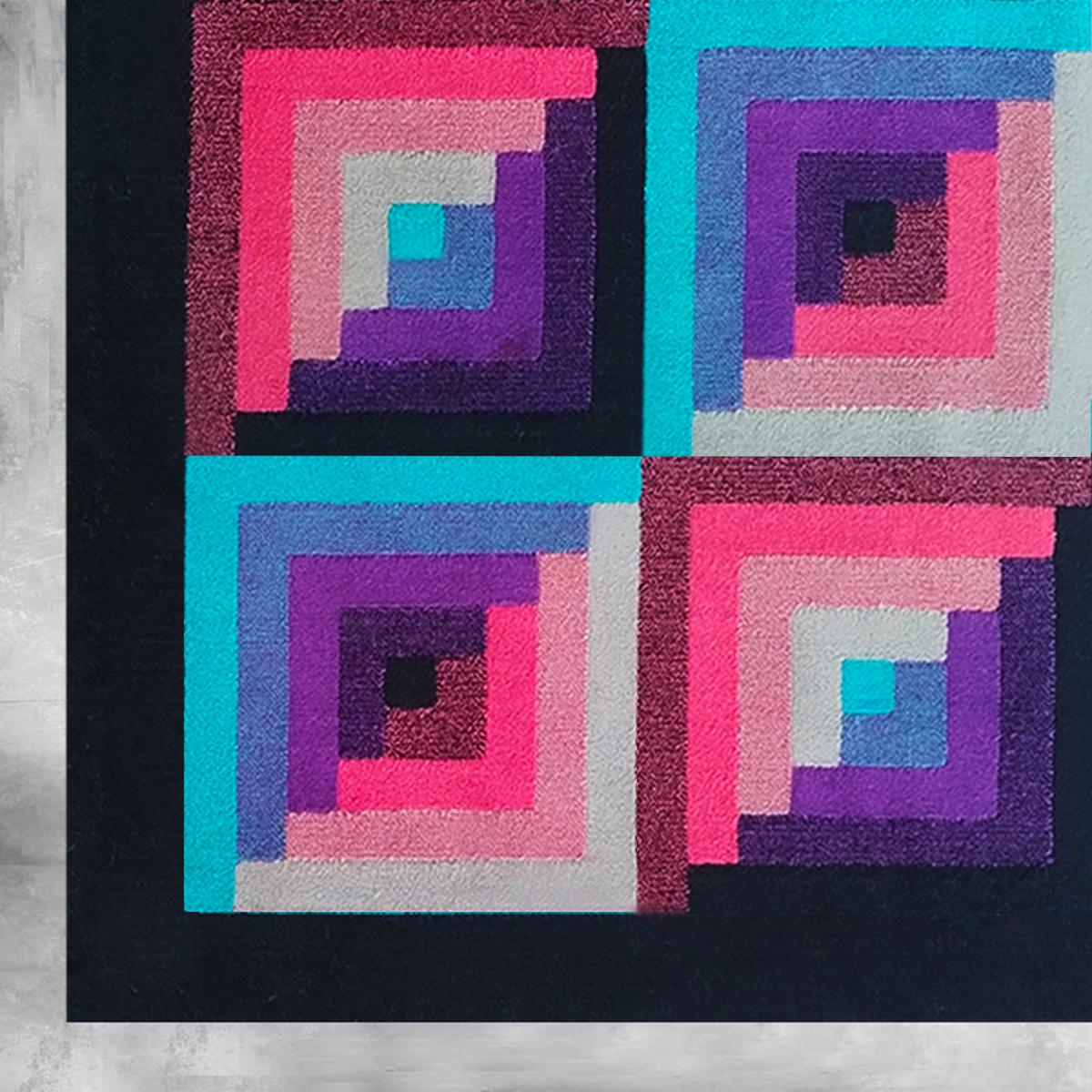 Tappeto geometrico in lana italiana degli anni '80 di Missoni per T&J Vestor in vendita 2