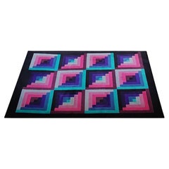 1980s Gorgeous Geometric Italian Woolen Rug by Missoni for T&J Vestor