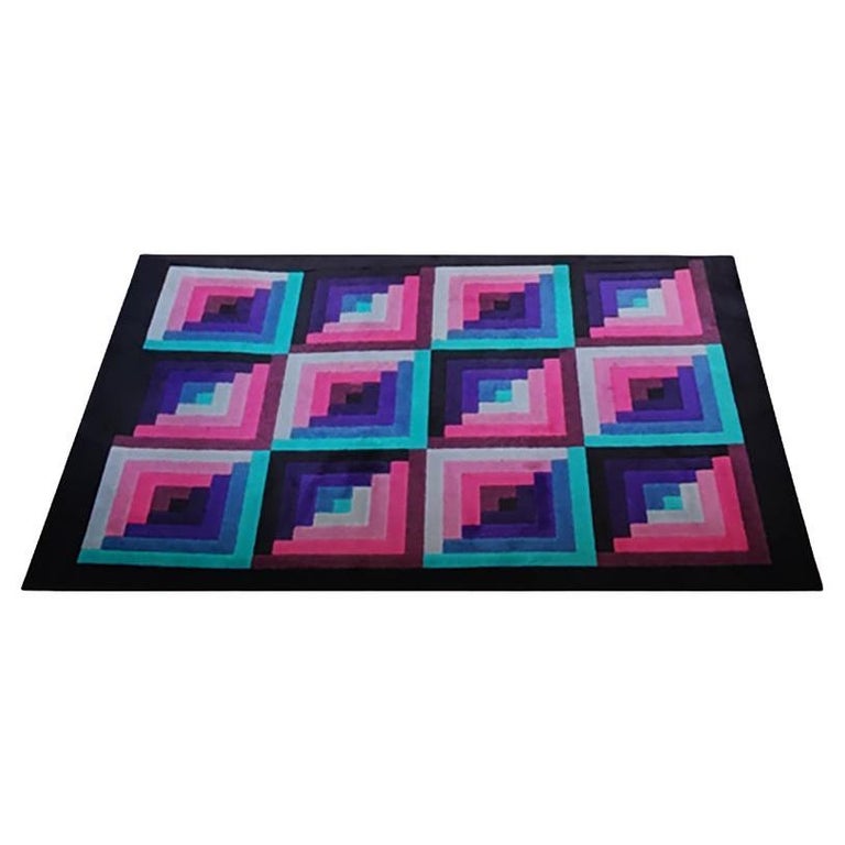 1980s Gorgeous Geometric Italian Woolen Rug by Missoni for T&J Vestor ...