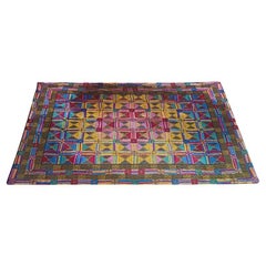 Preciosa alfombra geométrica de lana italiana de los años 80 de Missoni para T&J Vestor